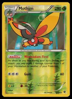 Mothim 4/124 Rare Fates Collide Pokemon Reverse Holo Near Mint - Image 1