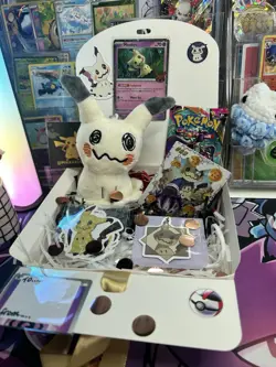 Pokemon Mimikyu Mini Gift Box With Booster Pack 7” Hanging Plush And More - Image 2