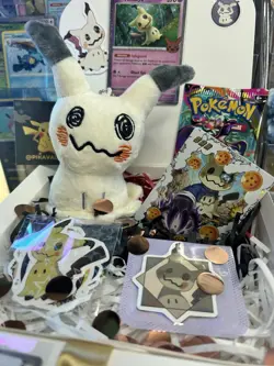 Pokemon Mimikyu Mini Gift Box With Booster Pack 7” Hanging Plush And More - Image 4