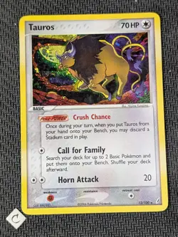 Tauros 12/100 - Crystal Guardians Holo Rare Pokemon TCG LP - Image 1