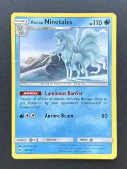 Pokemon TCG Alolan Ninetales Burning Shadows 28/147 Regular Rare MP - Image 1