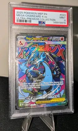 2025 POKEMON MEP EN-ME BLACK STAR PROMO #023 MEGA CHARIZARD X EX PSA 9 - Image 1