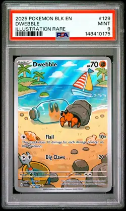 2025 POKEMON BLK EN-BLACK BOLT ILLUSTRATION RARE #129 DWEBBLE PSA 9 - Image 1