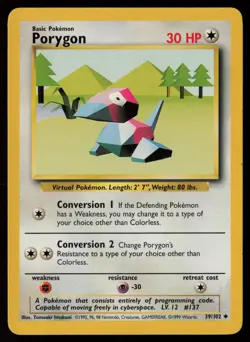 Porygon 39/102 Pokemon Base Set Unlimited Uncommon Lightly Played - Image 1