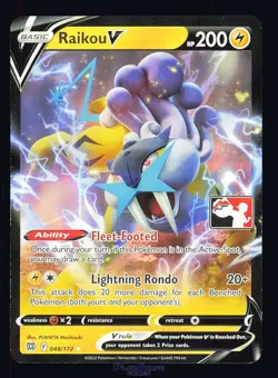 Pokemon Card Raikou V 048/172 Brilliant Stars Prize Pack Series Promo LP 2022 - Image 1