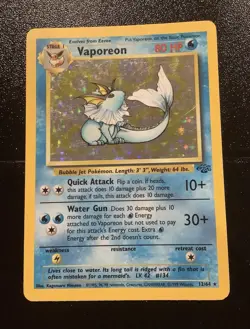 Pokemon Vaporeon Holo Rare Jungle 12/64 WOTC Vintage 1999 - Image 1