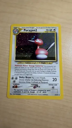 SWIRL Porygon2 2001 Neo Revelation 12/64 Double Holo Error Pokemon Card - Image 1