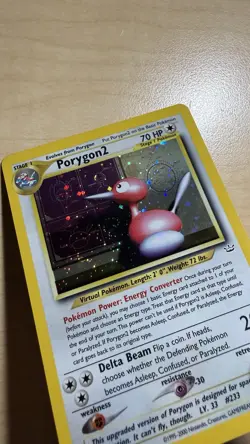 SWIRL Porygon2 2001 Neo Revelation 12/64 Double Holo Error Pokemon Card - Image 4
