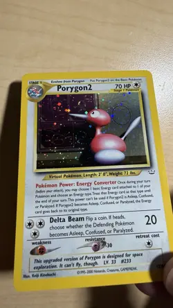 SWIRL Porygon2 2001 Neo Revelation 12/64 Double Holo Error Pokemon Card - Image 5