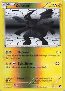 Zekrom - 47/114 Reverse Holo Rare 2011 Black & White Pokemon LP - Image 1