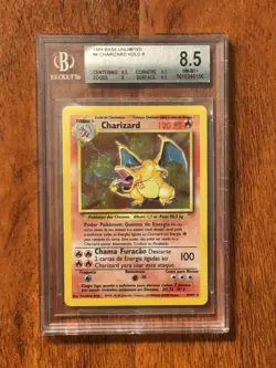 Rare 1999 Pokemon PORTUGUESE Unlimited Base Set Charizard Holo 4/102 Mint/NM - Image 1