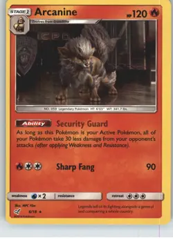 Arcanine 6/18 Rare Detective Pikachu Pokemon Moderately Played - Image 1