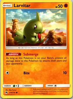 Larvitar 114/214 C Lost Thunder Pokemon Near Mint - Image 1