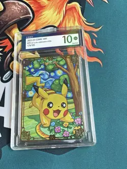 Comic Art Pikachu Pokemon Card Graded Gem Mint 10 Like CGC PSA - Image 1
