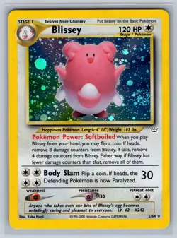 Blissey 2/64 Holo Rare Neo Revelation Pokemon Unlimited Holo Near Mint Swirl - Image 1