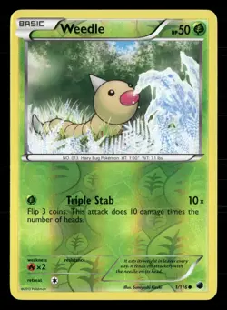 Weedle 1/116 Common Plasma Freeze Pokemon Reverse Holo Lightly Played - Image 1