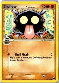 Pokemon Card - Shellder 63/101 Dragon Frontiers Common Lightly Played - Image 1