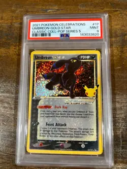 POKEMON 2021 Celebrations Classic Pop Series 5 UMBREON Gold Star #17 PSA 9 Mint - Image 1