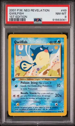 2001 Pokemon Neo Revelation Qwilfish 1st Edition #49/64 PSA 8 NM-MT - Image 2