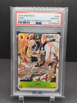 One Piece St13 Black And White Alternate Art Sabo Psa 10 - Image 1
