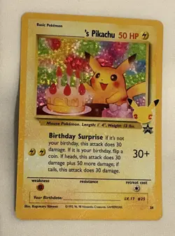 Pokemon- Celebrations Classic Collection- ___'s Pikachu 24/53 Rare Holo NM - Image 2