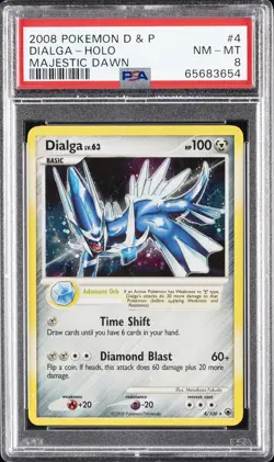 2008 POKEMON DIAMOND & PEARL MAJESTIC DAWN #4 DIALGA-HOLO PSA 8 - Image 1