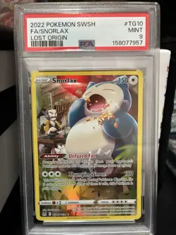 2022 POKEMON SWORD & SHIELD LOST ORIGIN #TG10 FULL ART/SNORLAX PSA 9 - Image 1