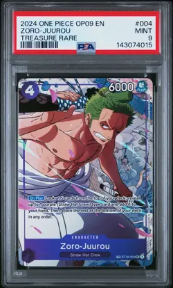 Zoro-juurou 004 Treasure Rare One Piece PSA 9 OP09 - Image 1
