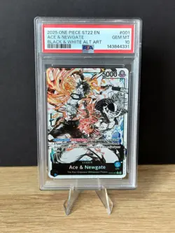 One Piece St22-001 English Ace & Newgate Black White Art PSA 10 - Image 1