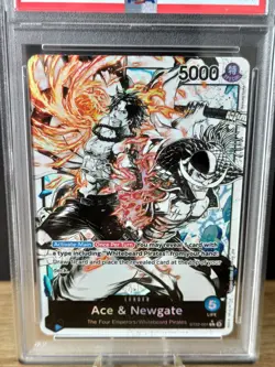 One Piece St22-001 English Ace & Newgate Black White Art PSA 10 - Image 2