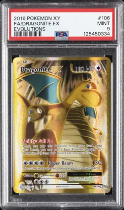 2016 POKEMON XY EVOLUTIONS #106 FULL ART/DRAGONITE EX PSA 9 - Image 1