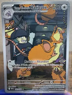 Team Rocket's Raticate 202/182 Illustration Rare Destined Rivals Pokemon TCG - Image 1
