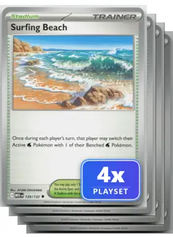 Pokemon Surfing Beach 129/132 UC Mega Evolution NM Playset of 4 - Image 1