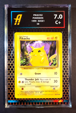 Pokemon Card Pikachu Base Set Graded Ambr 7 Red and Gold Hexes - Image 1