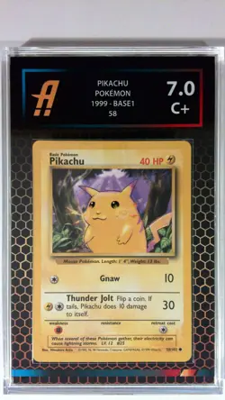 Pokemon Card Pikachu Base Set Graded Ambr 7 Red and Gold Hexes - Image 3