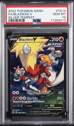 2022 POKEMON SWORD & SHIELD SILVER TEMPEST #TG14 FULL ART/BLAZIKEN V PSA 10 - Image 1