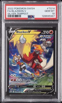 2022 POKEMON SWORD & SHIELD SILVER TEMPEST #TG14 FULL ART/BLAZIKEN V PSA 10 - Image 1