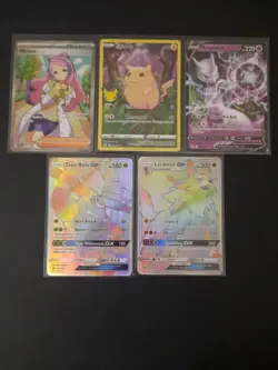 Pokemon TCG Lot Of 5 (2 RainbowRare, FullArt, Mewtwo LGX & Pikachu25th)PackFresh - Image 1