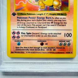 1999 Pokemon Base 1st Edition Thin Stamp Charizard Holo #4 BGS 6 EX-MT - Image 4