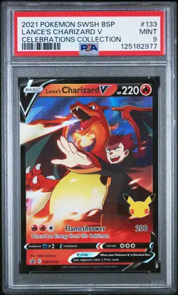 2021 POKEMON SWSH BLACK STAR PROMO #133 LANCE'S CHARIZARD V PSA 9 - Image 1