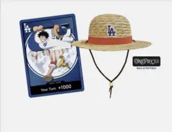Los Angeles Dodgers One Piece Luffy Promo Card+Straw Hat 2026 - PREORDER - Image 1