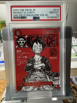 PSA 10 Monkey D. Luffy One Piece Magazine Vol.20 014 Japanese One Piece - Image 1