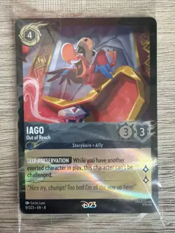 2025 Disney Lorcana D23 Promo IAGO 8/D23 Gold Member Exclusive Foil Card Sealed - Image 1
