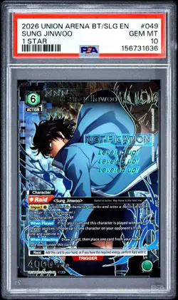 Union Arena: SOLO LEVELING Sung Jinwoo PSA 1 UE17BT/SLG-1-049 Super Rare 1-Star - Image 1