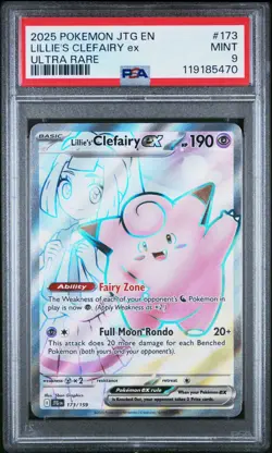 2025 Pokemon SV Journey Together JTG EN Lillie's Clefairy ex #173/159 PSA 9 - Image 1