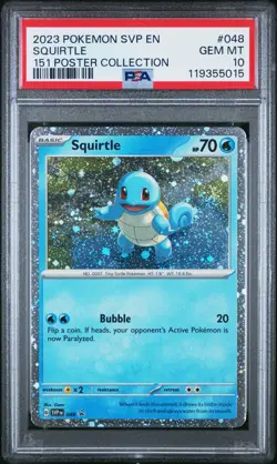 2023 POKEMON SVP EN-SV BLACK STAR PROMO 151 POSTER COLL #048 SQUIRTLE PSA 10 - Image 1