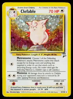 Clefable - Holo 005/130 Holo Rare Pokemon Base Set 2 HP - Image 1