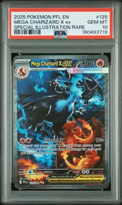 2025 POKEMON PFL EN-PHANTASMAL FLAMES #125 MEGA CHARIZARD X EX PSA 10 - Image 1