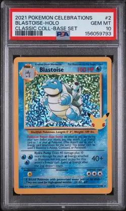 Pokemon Blastoise Classic Collection Holo Celebrations 2/102 PSA 10 2021 - Image 1