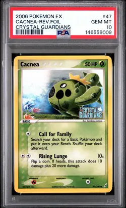 2006 POKEMON EX CRYSTAL GUARDIANS #47 CACNEA-REVERSE FOIL PSA 10 - Image 1